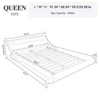Base de Cama LED con Cabecero Ajustable, No Requiere Somier, Piel Sintética — Blanco/Negro