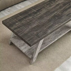 Mesa de centro con estante de madera de dos tonos, nogal envejecido y gris - Mesa de sala de estar contemporánea