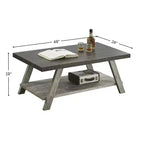 Mesa de centro con estante de madera de dos tonos, nogal envejecido y gris - Mesa de sala de estar contemporánea