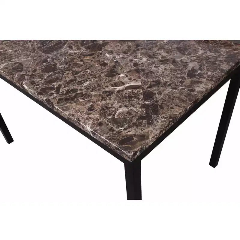 Mesa de comedor de metal con tablero de imitación de mármol laminado — Mesa de cocina y comedor moderna