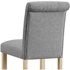 Taburetes de madera maciza, con respaldo tapizado capitoné y altura de mostrador, color gris — Juego de 2