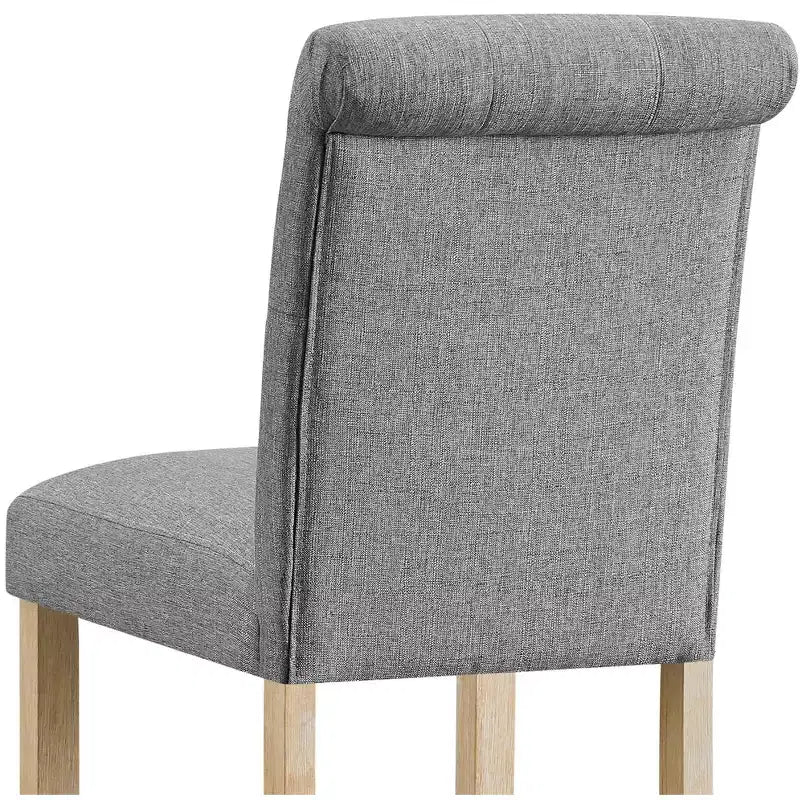 Taburetes de madera maciza, con respaldo tapizado capitoné y altura de mostrador, color gris — Juego de 2