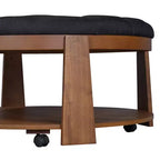 Mesa de centro tapizada de 36 pulgadas, mesa auxiliar, mesa central de 2 niveles, reposapiés otomano con estante de almacenamiento y ruedas, con botones y resistente al agua - ModernLu