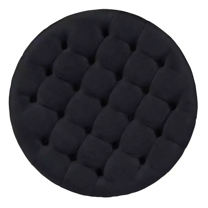 Mesa de centro tapizada de 36 pulgadas, mesa auxiliar, mesa central de 2 niveles, reposapiés otomano con estante de almacenamiento y ruedas, con botones y resistente al agua - ModernLu