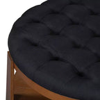 Mesa de centro tapizada de 36 pulgadas, mesa auxiliar, mesa central de 2 niveles, reposapiés otomano con estante de almacenamiento y ruedas, con botones y resistente al agua - ModernLu