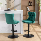 Juego de 2 Taburetes de Bar Modernos, Sillas de Bar Tapizadas Giratorias 360°, Taburete de Altura Ajustable de 25-33 con Base de 17.7 Pulgadas para Isla de Cocina o Bar Doméstico