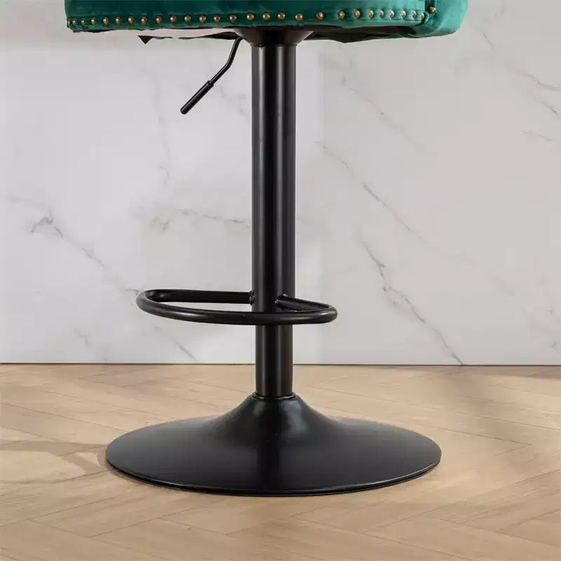 Juego de 2 Taburetes de Bar Modernos, Sillas de Bar Tapizadas Giratorias 360°, Taburete de Altura Ajustable de 25-33 con Base de 17.7 Pulgadas para Isla de Cocina o Bar Doméstico