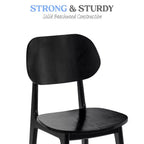 Juego de 2 sillas de comedor de madera maciza con respaldos ovalados curvados — Sillas para cocina y comedor