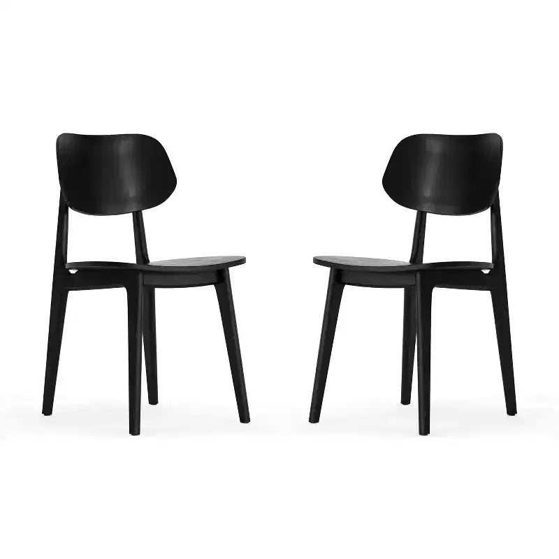 Juego de 2 sillas de comedor de madera maciza con respaldos ovalados curvados — Sillas para cocina y comedor