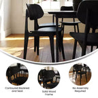 Juego de 2 sillas de comedor de madera maciza con respaldos ovalados curvados — Sillas para cocina y comedor