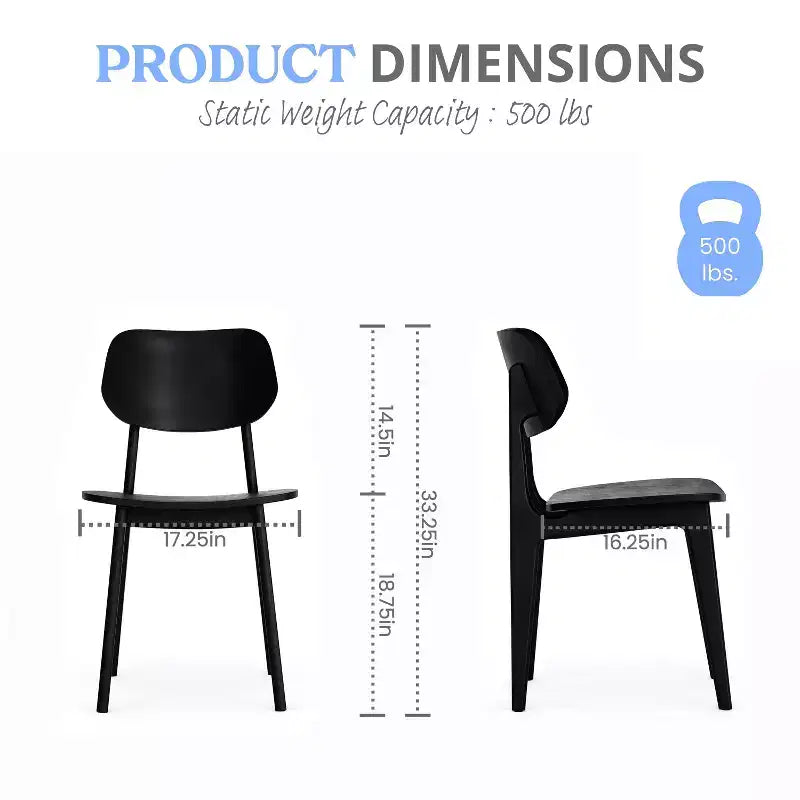 Juego de 2 sillas de comedor de madera maciza con respaldos ovalados curvados — Sillas para cocina y comedor