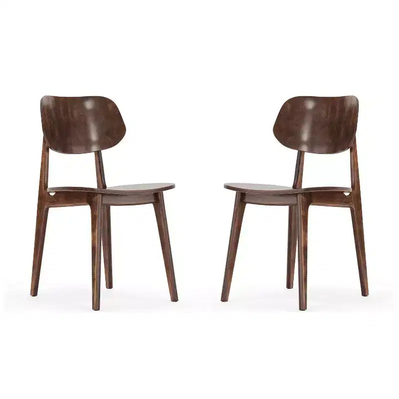 Juego de 2 sillas de comedor de madera maciza con respaldos ovalados curvados — Sillas para cocina y comedor