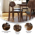 Juego de 2 sillas de comedor de madera maciza con respaldos ovalados curvados — Sillas para cocina y comedor