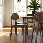 Juego de 2 sillas de comedor de madera maciza con respaldos ovalados curvados — Sillas para cocina y comedor