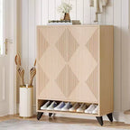 Zapatero de 6 niveles con puertas, organizador de zapatos de madera con estante ajustable