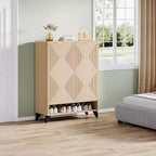 Zapatero de 6 niveles con puertas, organizador de zapatos de madera con estante ajustable