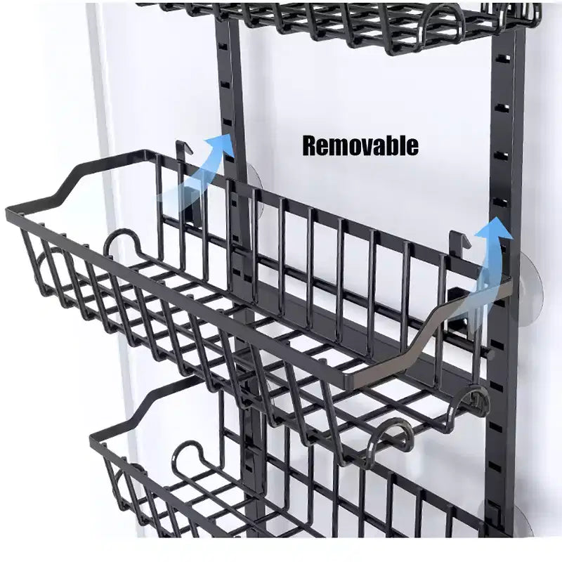 Organizador de despensa colgante para puerta con canastas ajustables y desmontables, ventosas, almacenamiento detrás de la puerta de 6/8 niveles para baño y cocina