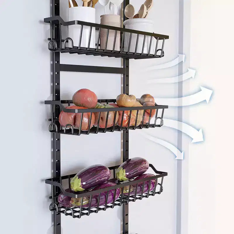 Organizador de despensa colgante para puerta con canastas ajustables y desmontables, ventosas, almacenamiento detrás de la puerta de 6/8 niveles para baño y cocina