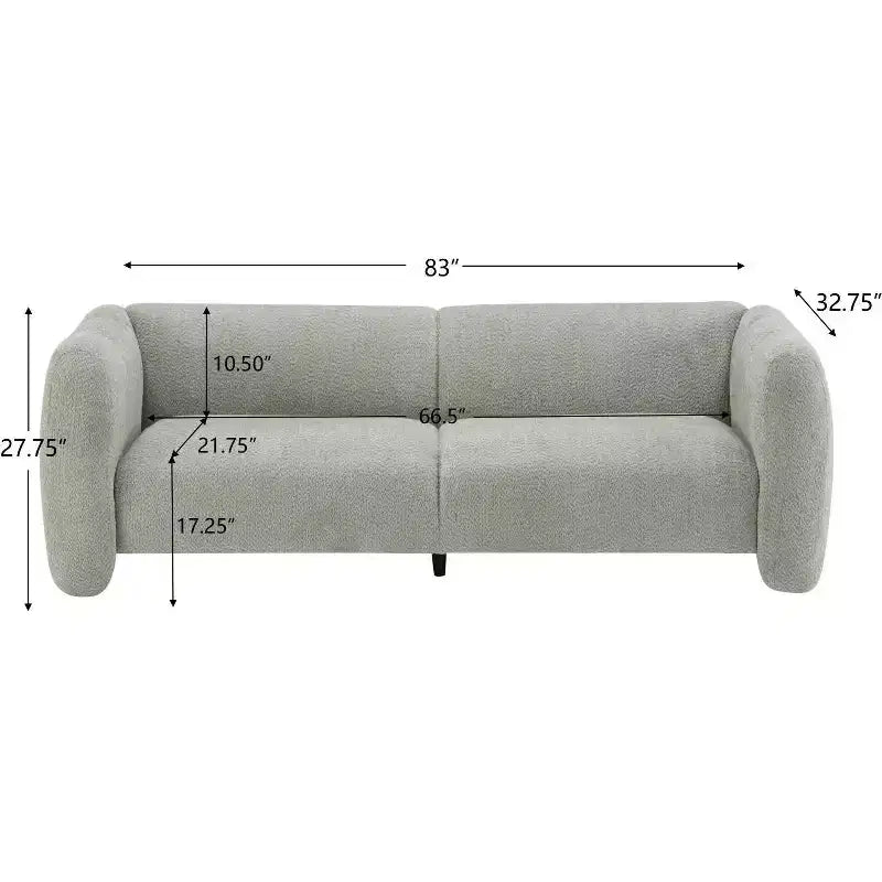 Sofá de 3 plazas con forma de onda de 83'', elegante sofá tapizado para sala de estar