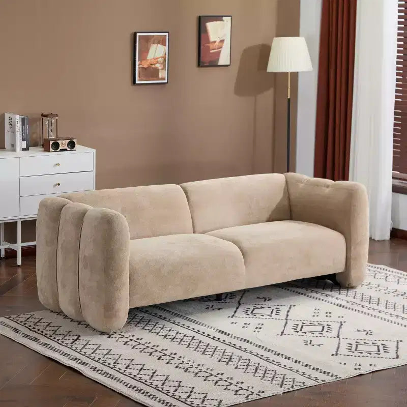 Sofá de 3 plazas con forma de onda de 83'', elegante sofá tapizado para sala de estar