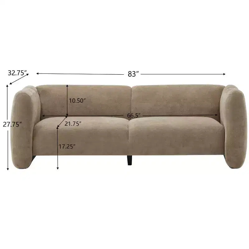 Sofá de 3 plazas con forma de onda de 83'', elegante sofá tapizado para sala de estar