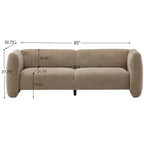 Sofá de 3 plazas con forma de onda de 83'', elegante sofá tapizado para sala de estar