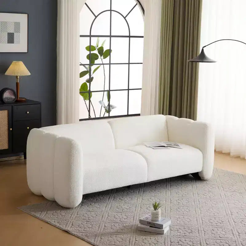 Sofá de 3 plazas con forma de onda de 83'', elegante sofá tapizado para sala de estar