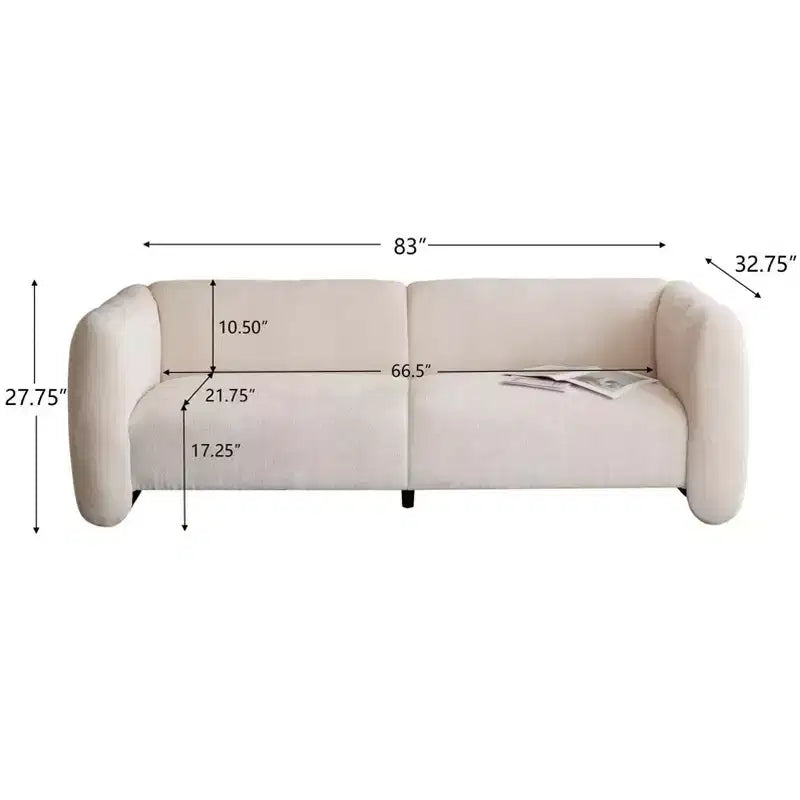 Sofá de 3 plazas con forma de onda de 83'', elegante sofá tapizado para sala de estar