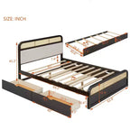 Cama Plataforma de Madera Tamaño Queen con Nido y 2 Cajones de Almacenamiento