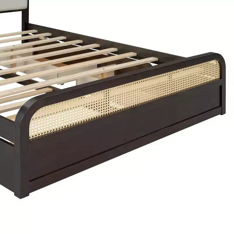 Cama Plataforma de Madera Tamaño Queen con Nido y 2 Cajones de Almacenamiento