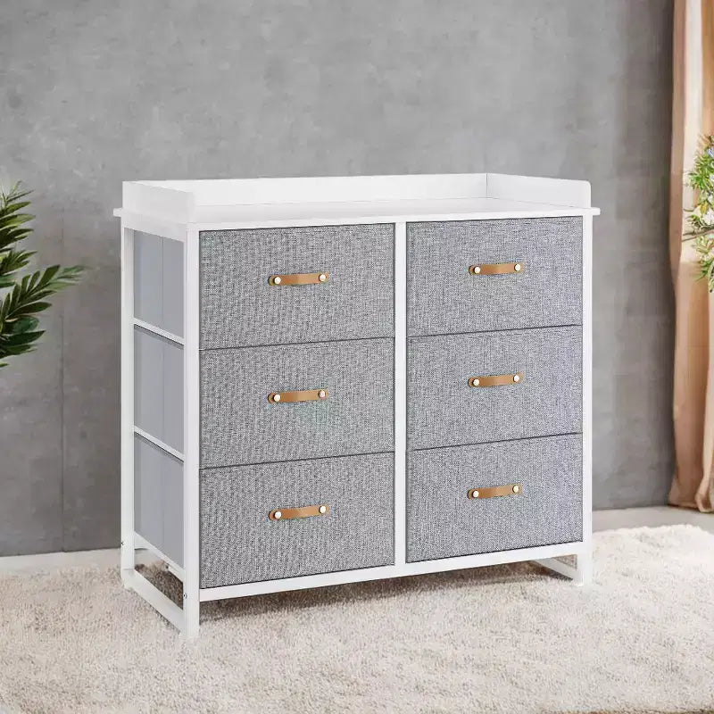 Cómoda para dormitorio con 6 cajones, con cambiador resistente al agua, gabinete organizador de almacenamiento