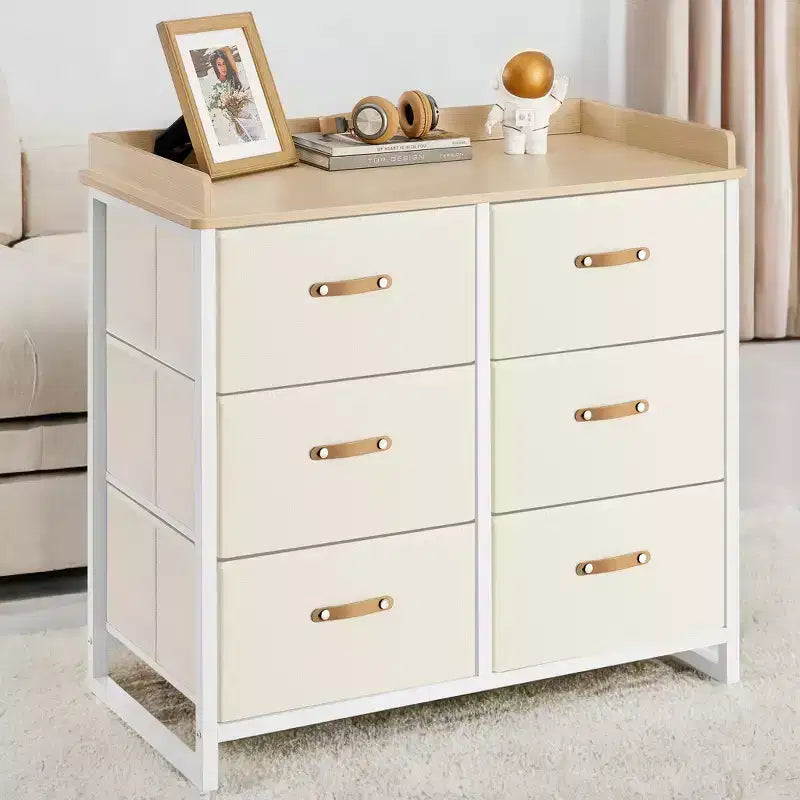 Cómoda para dormitorio con 6 cajones, con cambiador resistente al agua, gabinete organizador de almacenamiento
