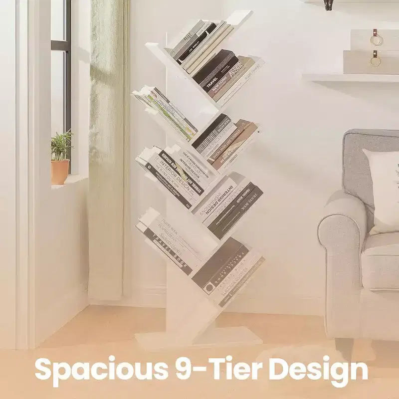 Estantería de árbol de 9 niveles, estantería independiente, estantería de almacenamiento que ahorra espacio, para dormitorio, sala de estar, oficina en casa