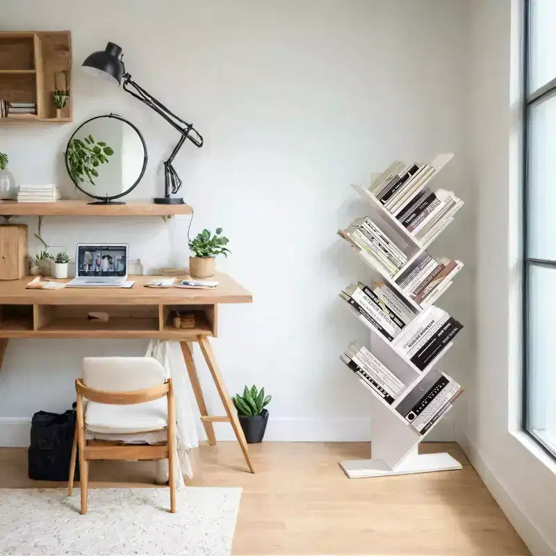 Estantería de árbol de 9 niveles, estantería independiente, estantería de almacenamiento que ahorra espacio, para dormitorio, sala de estar, oficina en casa