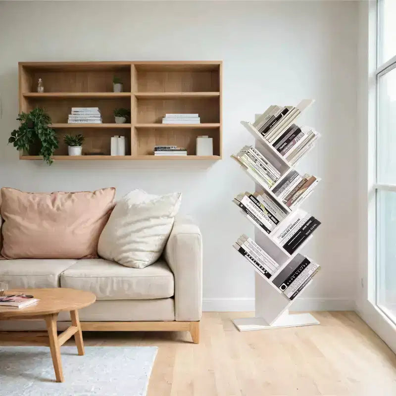 Estantería de árbol de 9 niveles, estantería independiente, estantería de almacenamiento que ahorra espacio, para dormitorio, sala de estar, oficina en casa