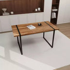 Mesa de Comedor Industrial Rectangular de MDF para 4-6 personas, Tablero de Madera de 3,8 cm de Grosor con Patas Metálicas, para el Hogar y la Cocina