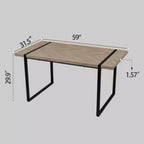 Mesa de Comedor Industrial Rectangular de MDF para 4-6 personas, Tablero de Madera de 3,8 cm de Grosor con Patas Metálicas, para el Hogar y la Cocina