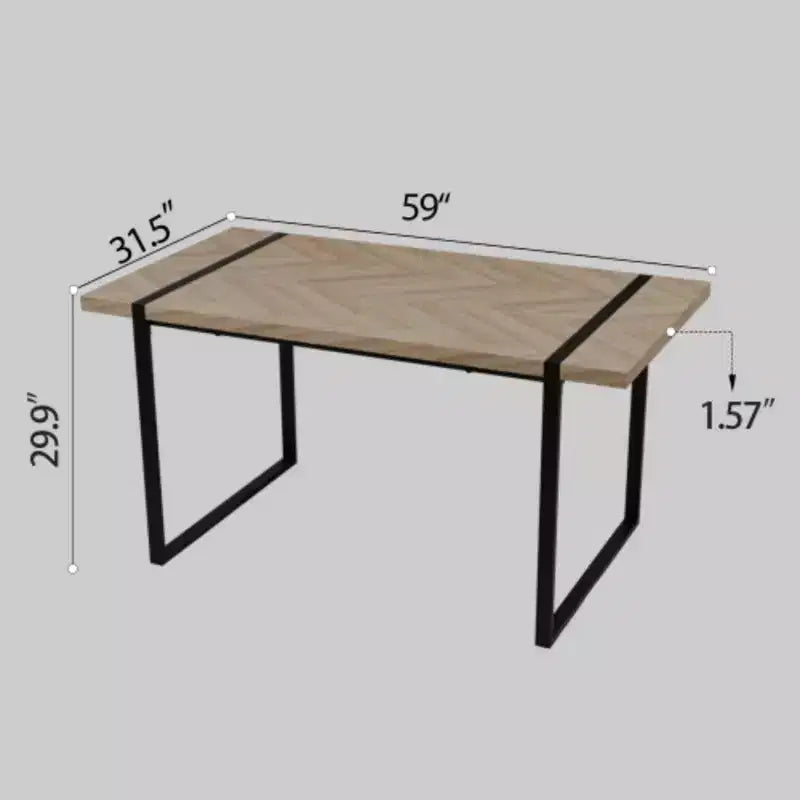 Mesa de Comedor Industrial Rectangular de MDF para 4-6 personas, Tablero de Madera de 3,8 cm de Grosor con Patas Metálicas, para el Hogar y la Cocina