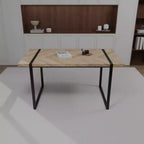 Mesa de Comedor Industrial Rectangular de MDF para 4-6 personas, Tablero de Madera de 3,8 cm de Grosor con Patas Metálicas, para el Hogar y la Cocina