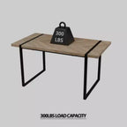 Mesa de Comedor Industrial Rectangular de MDF para 4-6 personas, Tablero de Madera de 3,8 cm de Grosor con Patas Metálicas, para el Hogar y la Cocina