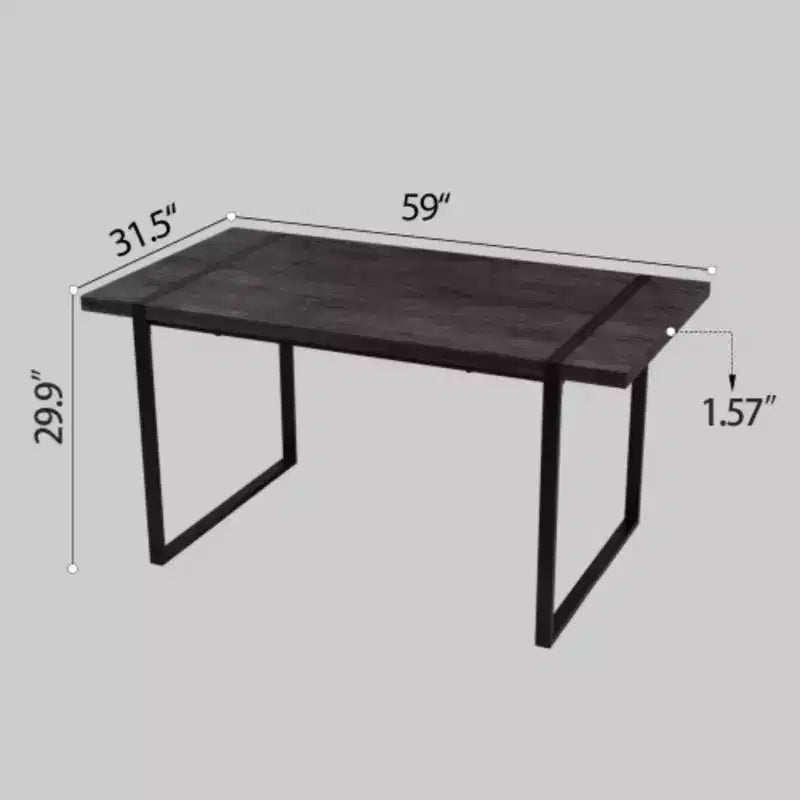 Mesa de Comedor Industrial Rectangular de MDF para 4-6 personas, Tablero de Madera de 3,8 cm de Grosor con Patas Metálicas, para el Hogar y la Cocina