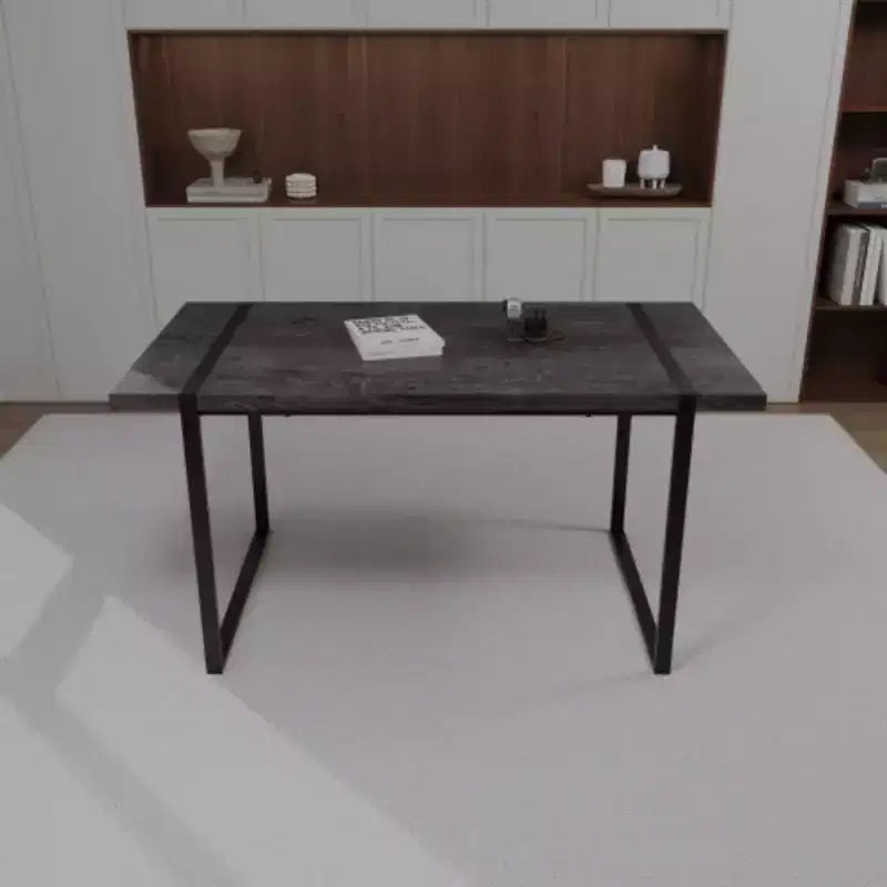 Mesa de Comedor Industrial Rectangular de MDF para 4-6 personas, Tablero de Madera de 3,8 cm de Grosor con Patas Metálicas, para el Hogar y la Cocina