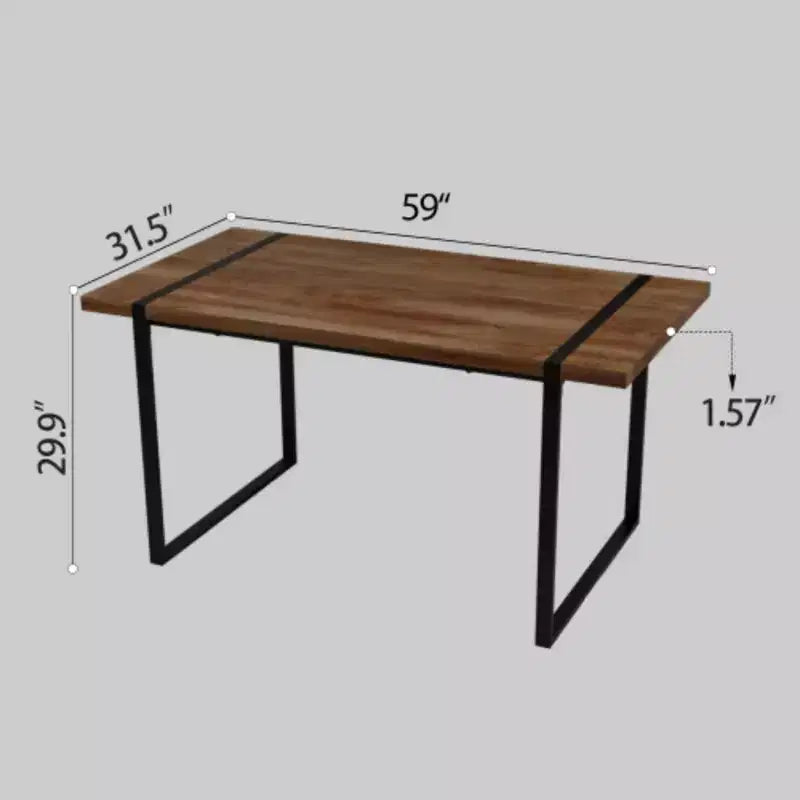 Mesa de Comedor Industrial Rectangular de MDF para 4-6 personas, Tablero de Madera de 3,8 cm de Grosor con Patas Metálicas, para el Hogar y la Cocina