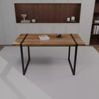 Mesa de Comedor Industrial Rectangular de MDF para 4-6 personas, Tablero de Madera de 3,8 cm de Grosor con Patas Metálicas, para el Hogar y la Cocina