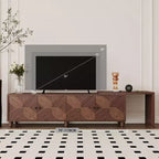 Mueble de TV extensible moderno de madera de 90'' con 2 armarios — Consola multimedia para salón