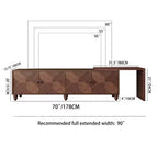 Mueble de TV extensible moderno de madera de 90'' con 2 armarios — Consola multimedia para salón