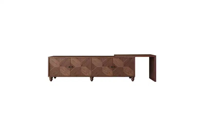 Mueble de TV extensible moderno de madera de 90'' con 2 armarios — Consola multimedia para salón