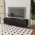 Mueble de TV extensible moderno de madera de 90'' con 2 armarios — Consola multimedia para salón
