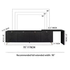 Mueble de TV extensible moderno de madera de 90'' con 2 armarios — Consola multimedia para salón