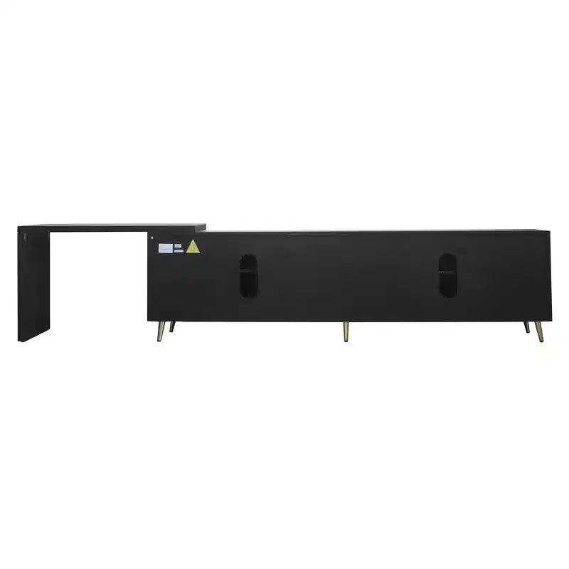 Mueble de TV extensible moderno de madera de 90'' con 2 armarios — Consola multimedia para salón